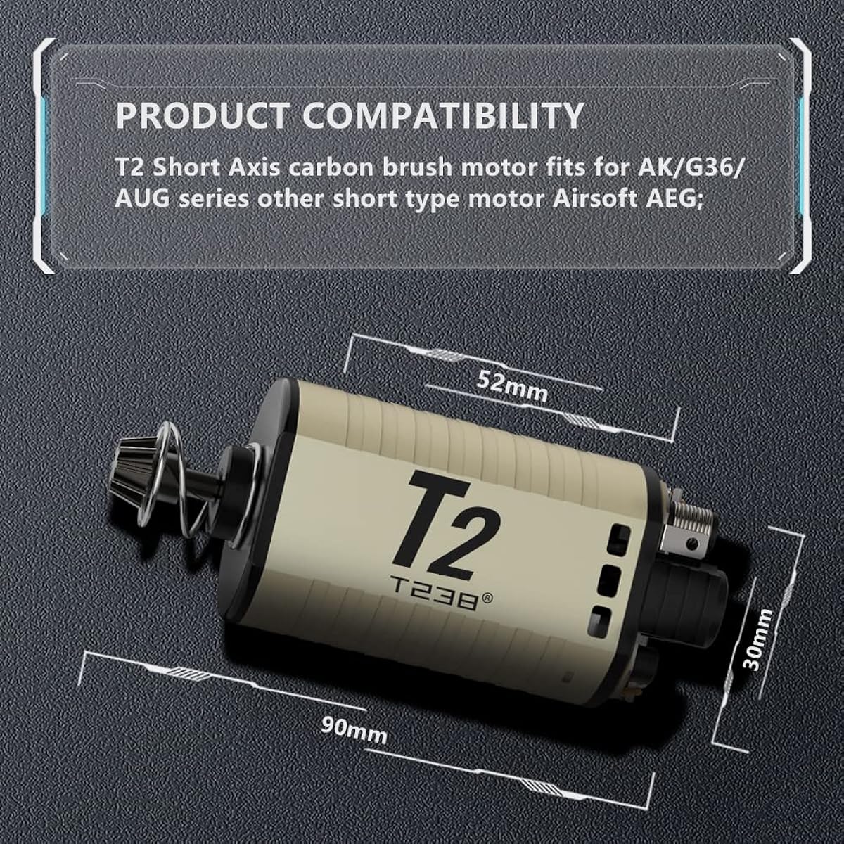 T238 Airsoft Motor 25000rpm High Speed 497g-cm High Torque 20TPA High Thermal Efficiency Motor for Airsoft V2 V3 Gearbox