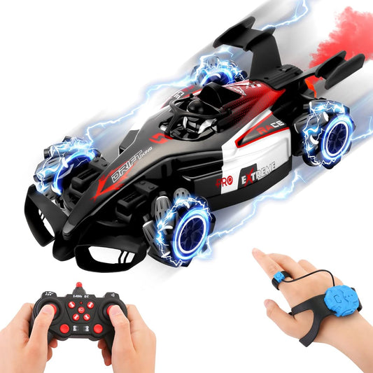 T.V.V.Fasy High Speed F1 RC Drift Car for Kids 4-8 Years Old 4WD 2.4Ghz 360 Degree Rotation Rechargeable Drift Radio Control Car for Boys Light & Music Gesture Sensing RC Stunt Car for Boys 8-12 Years Old