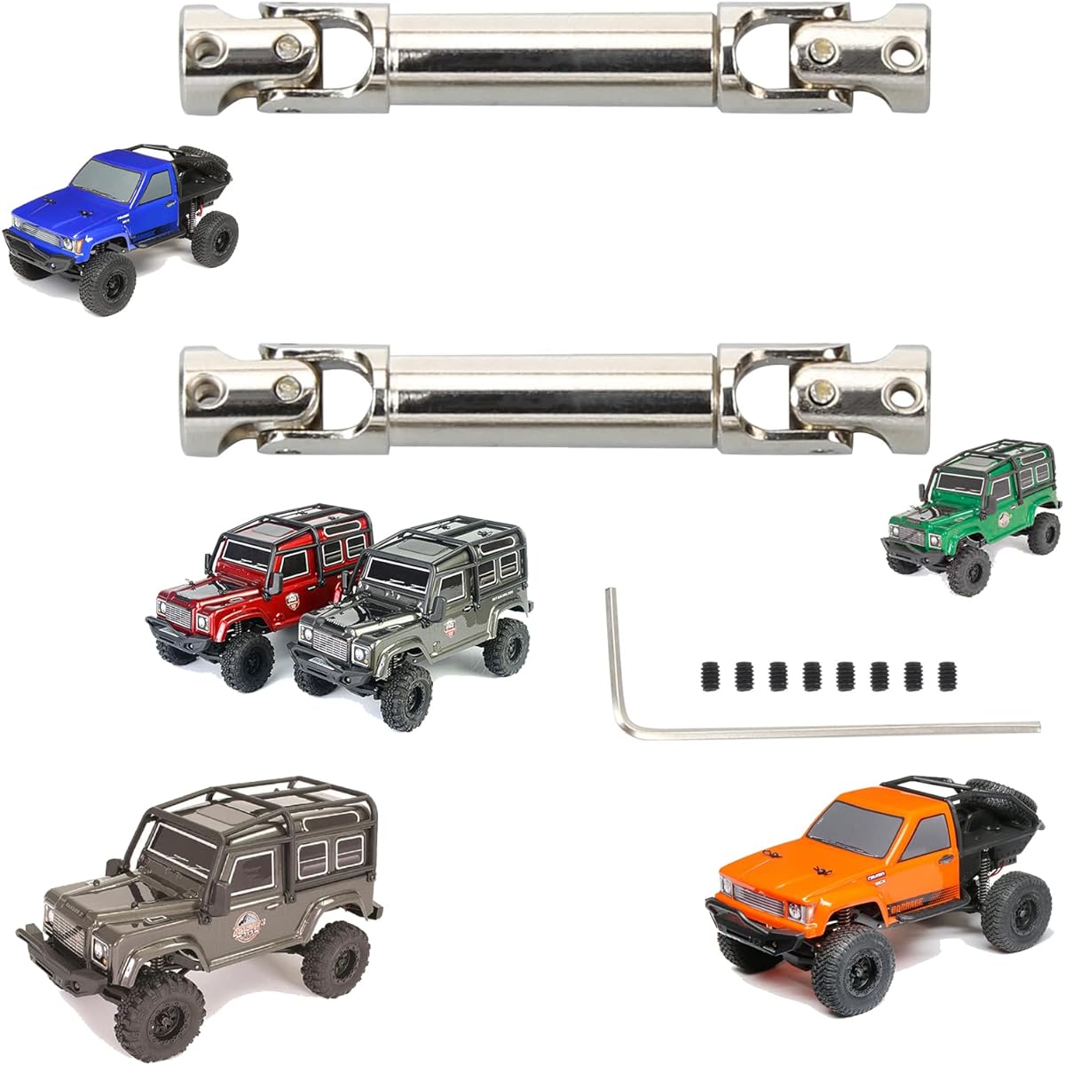 RCAWD Center Drive Shaft Set for 1/24 ECX Barrage & FTX Outback Mini & RGT Adventurer Crawler Upgrade Parts Drive Shaft Axle Hop-Up #ECX202034#FTX8864 Silver