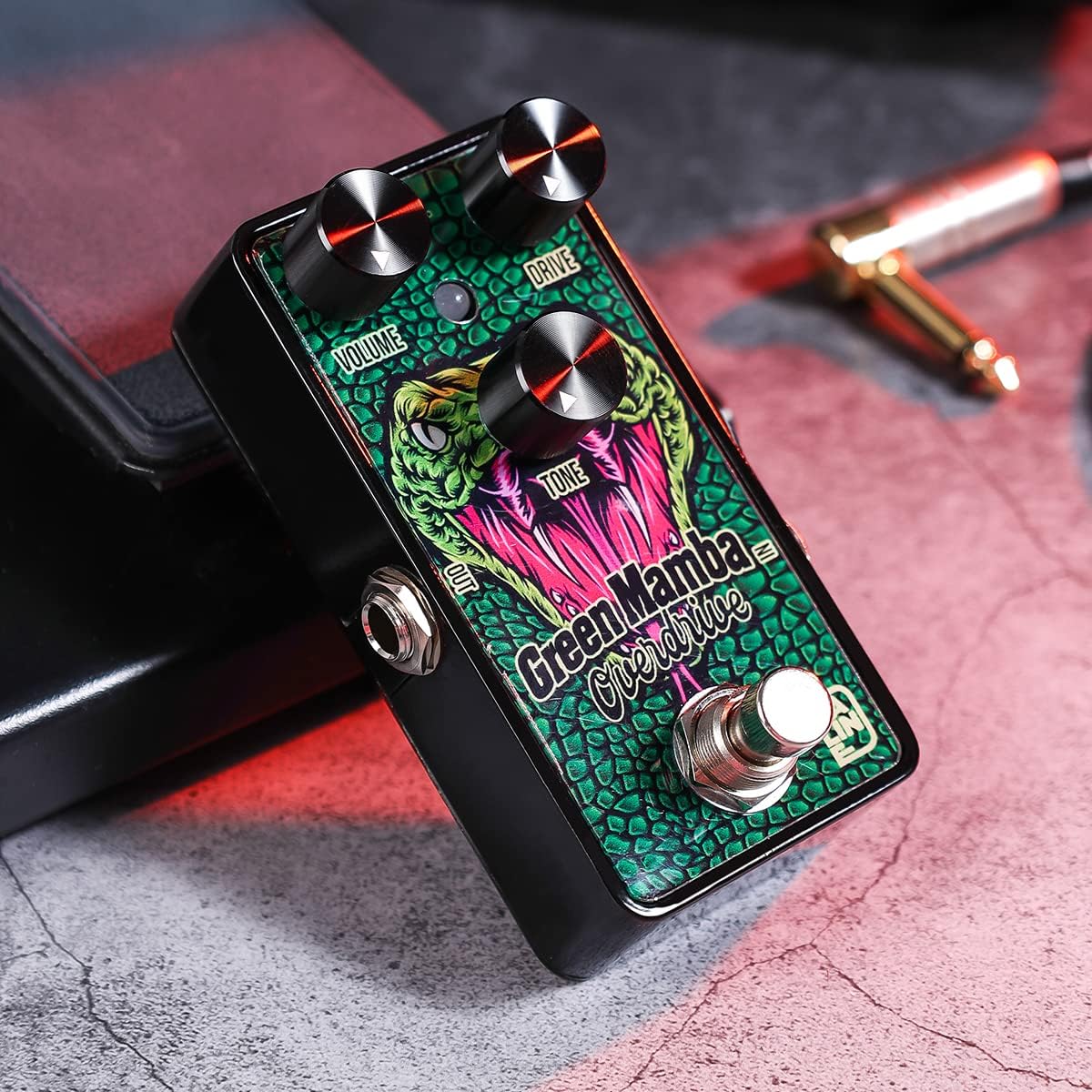 Caline G002 Green Mamba Overdrive Pedal - Electric Overdrive Effect Classical Guitar Effect Pedal with Volume, Drive, and Tone Settings with True Bypass