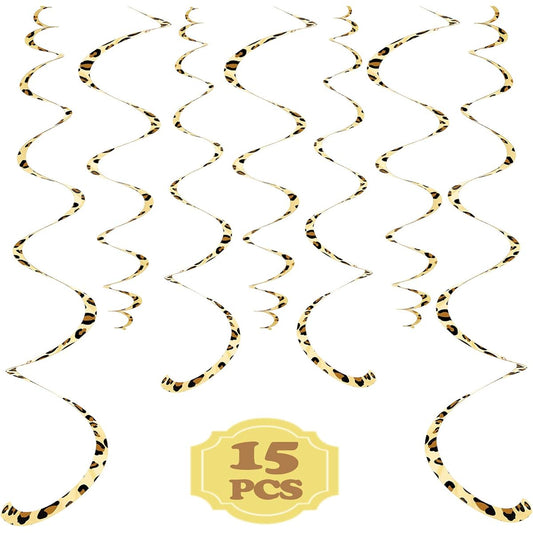 15 Pieces Leopard Print Swirls Leopard Print Swirls Cheetah Swirls Party Decorations for Birthday Baby Shower Jungle Animal Theme Party Graduation Wedding Celebration