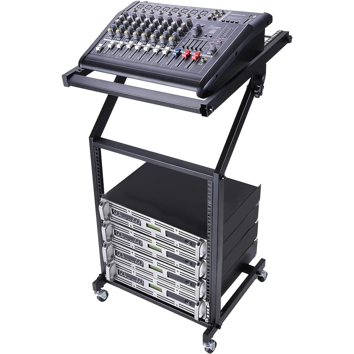 AW Rolling DJ Mixer Stand Stage Cart Adjustable Rack Mount Studio Equipment Music Party Show 12UX