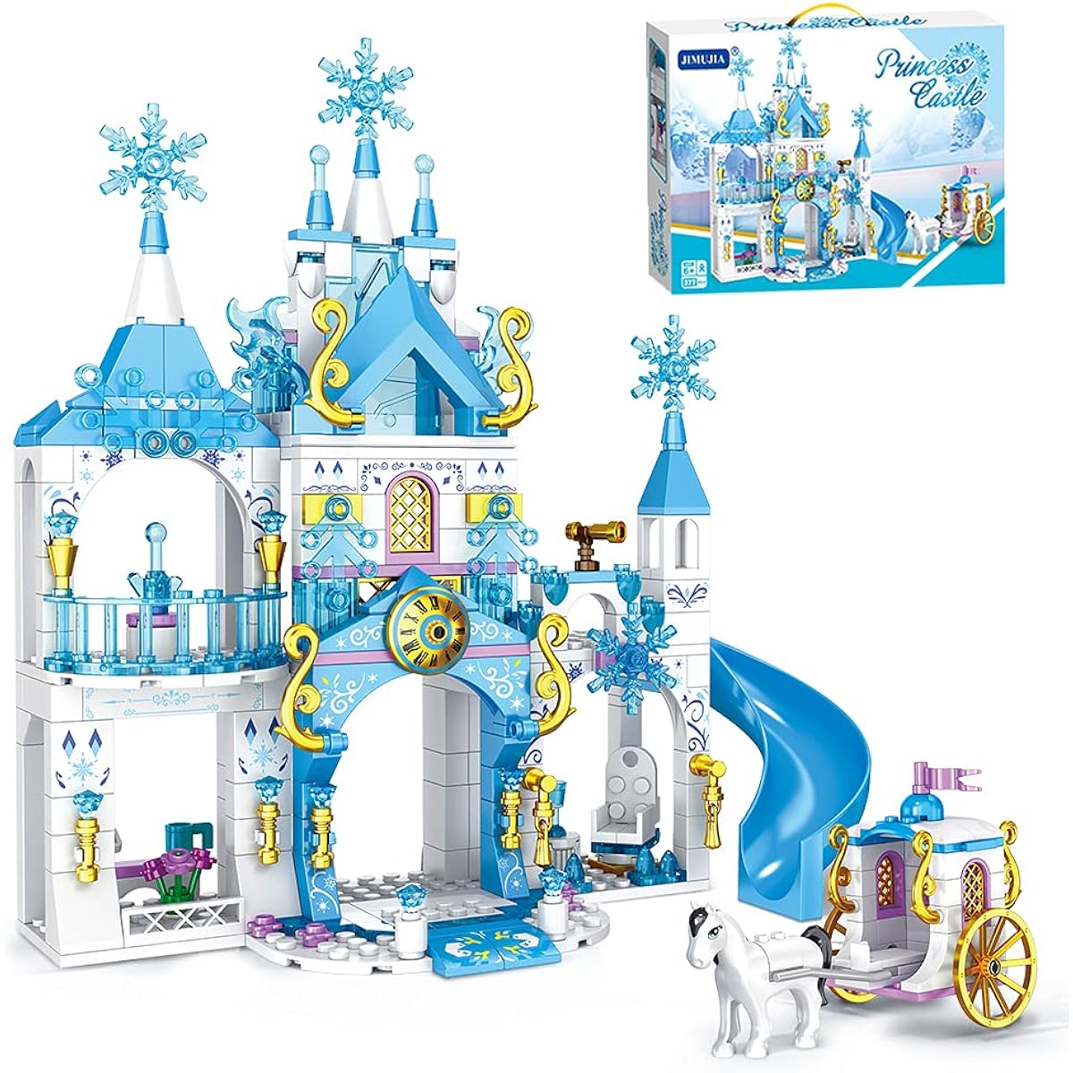 LEYI Dream Castle Building Blocks Toys for Girls 377 Pieces Ice Princess Castle Construction Toy Set Snow Castle Building Blocks Toys for Kids Christmas Birthday Gifts
