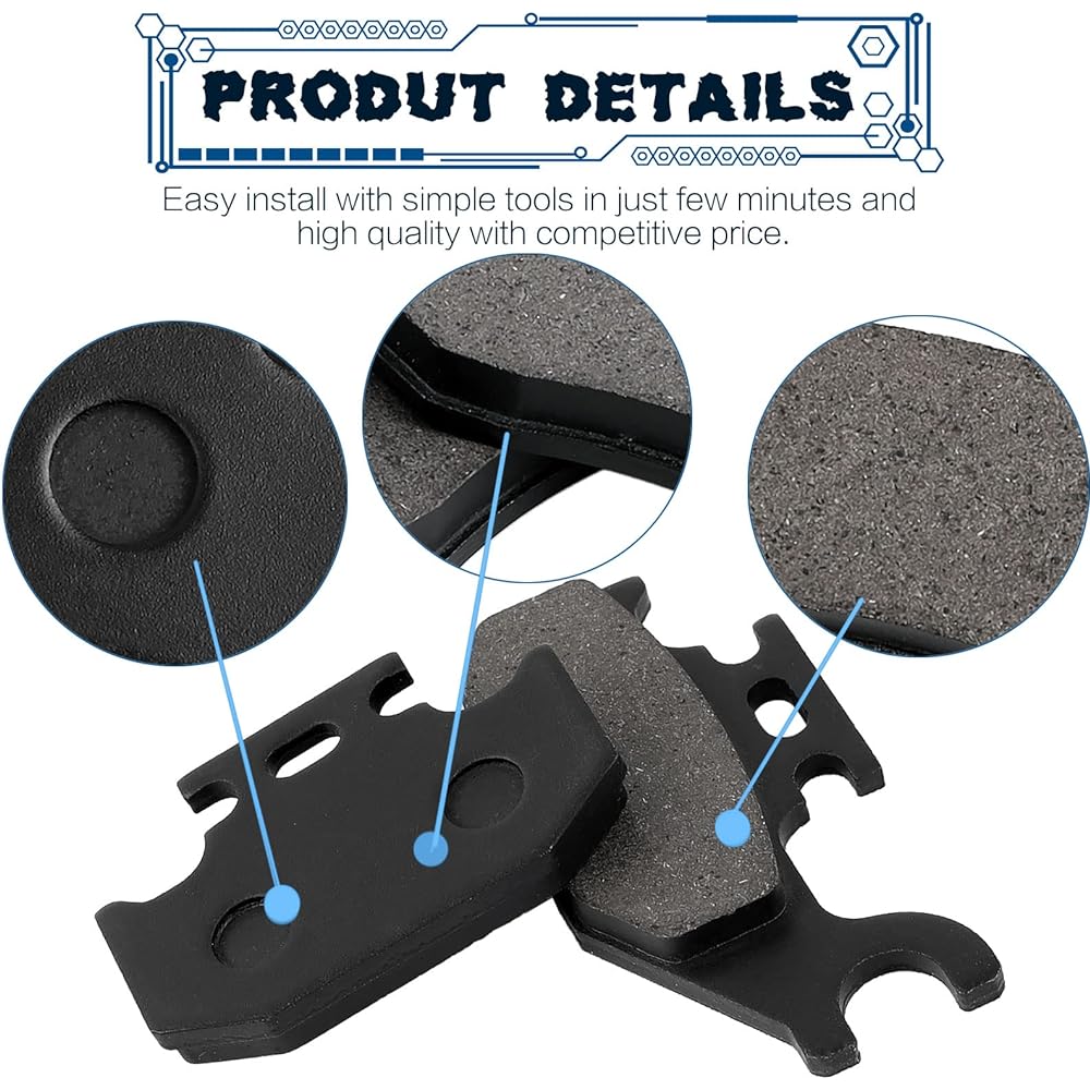 LOCOPOW Brake Pads Compatible with Can Am Outlander 400 500 650 800 800R Max 2007-2015 Renagade 500 800 2007-2011 DS650 2000-2007 (Pack of 3)