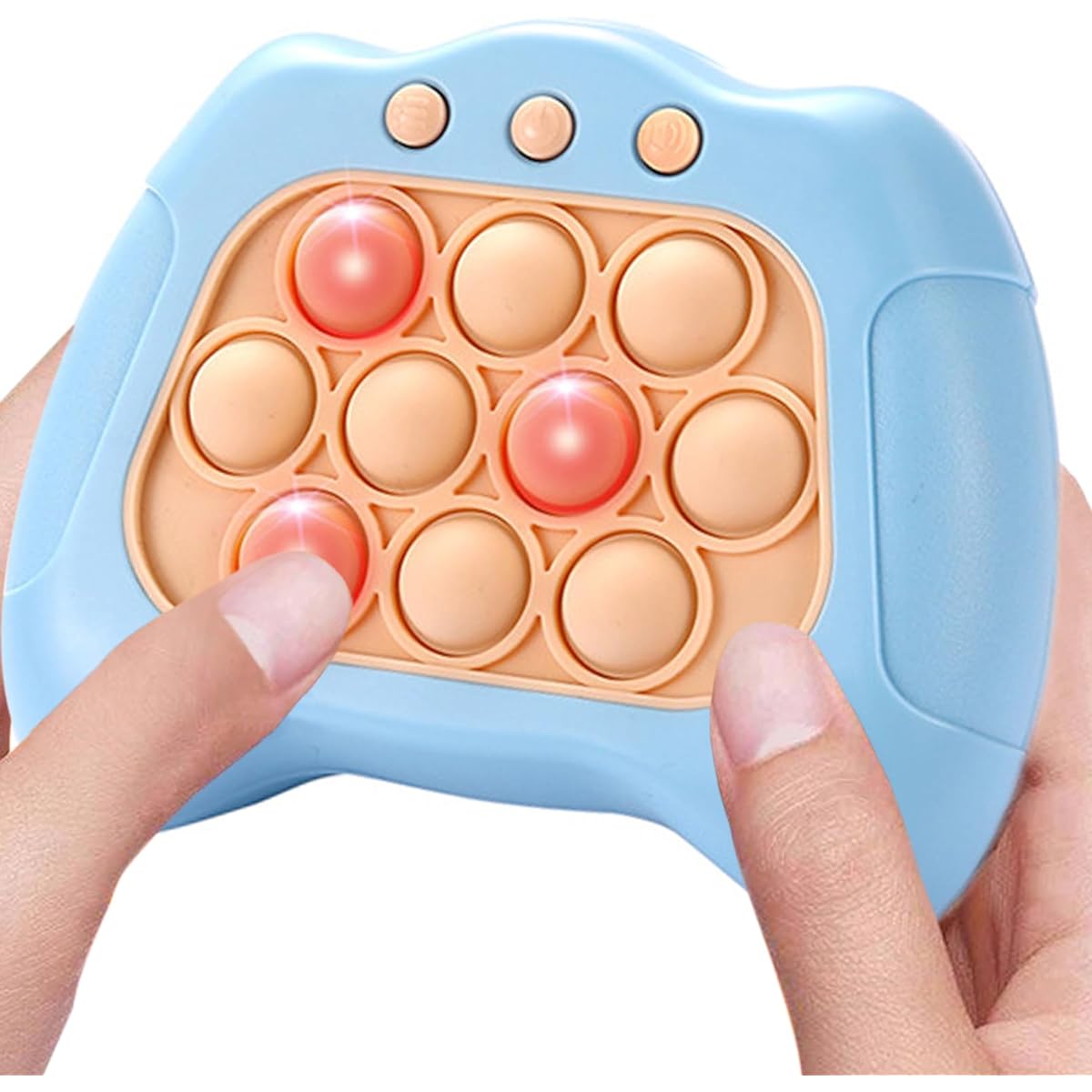 TOMFANCY Pop Light Up Quick First Push Game Fidget Toy Handheld Puzzle Fingertip Popping Press Birthday Gift for Ages 3+ Adults Light Blue