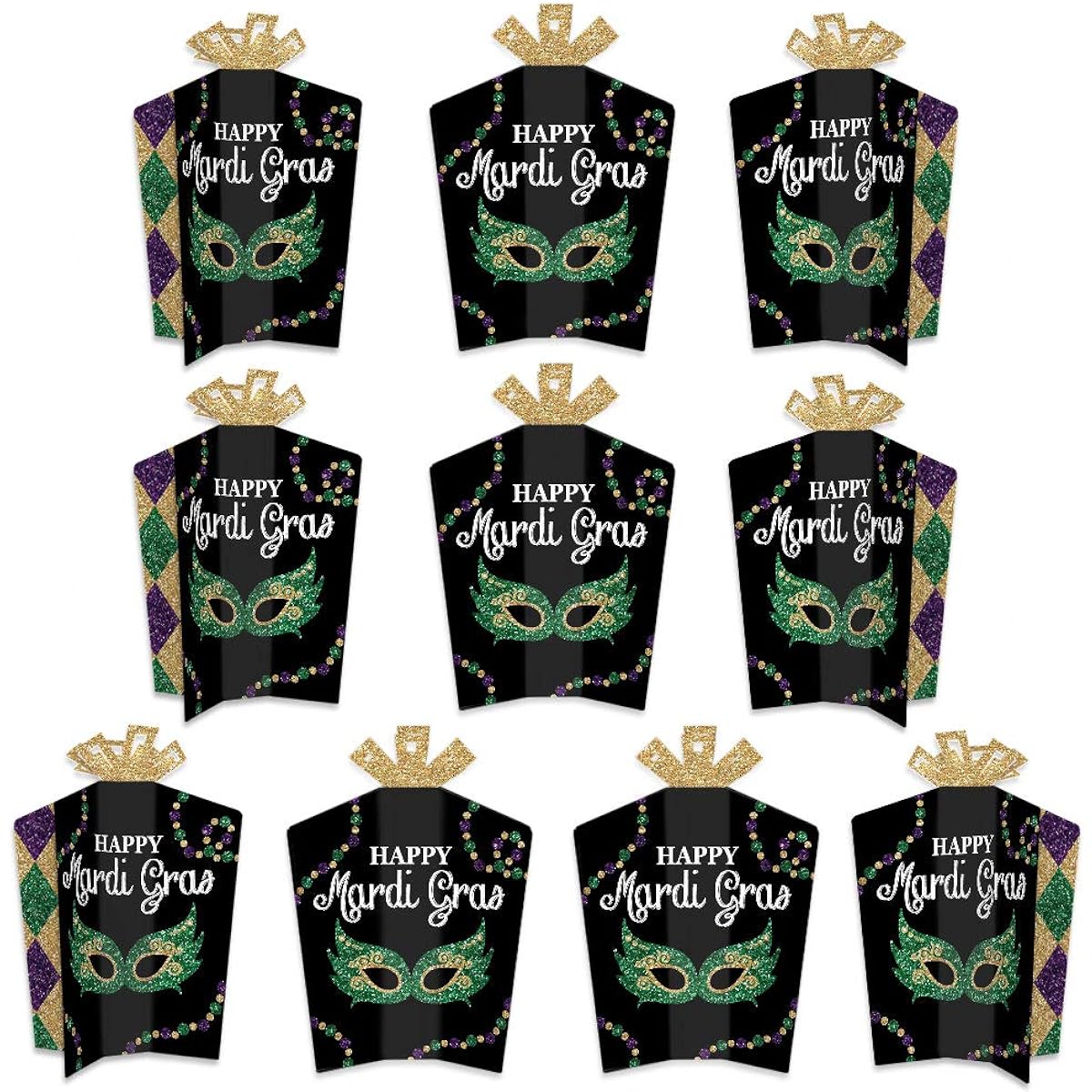 Big Polka Dots of Happiness Mardi Gras – Table Decorations – Masquerade Party Fold & Flare Centerpieces – 10 Pieces