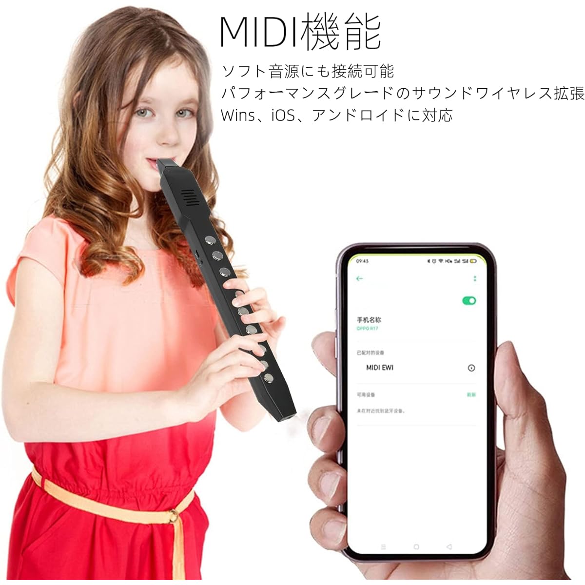 Wind Synthesizer MIDI Digital Wind Instrument Aerophone Digital Wind Instrument Digital Wind Instrument for Children, Teachers, Elderly, Youth, Built-in Battery (Black)