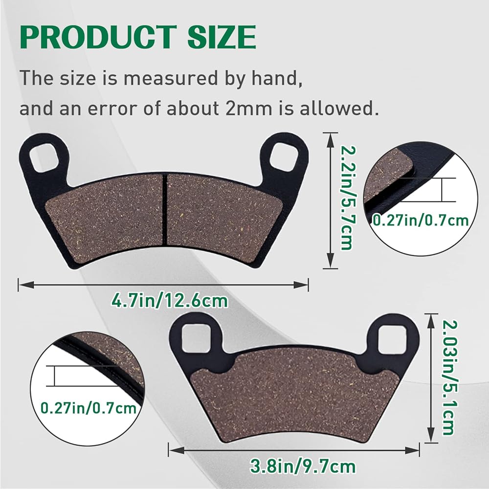 Cyleto Front and Rear Brake Pads for POLARIS 800 Ranger RZR-4 EPS 2010-2013 / Ranger Crew 800 XP HD 6x6 2010-2015 / Ranger EV Electric 2010-2015