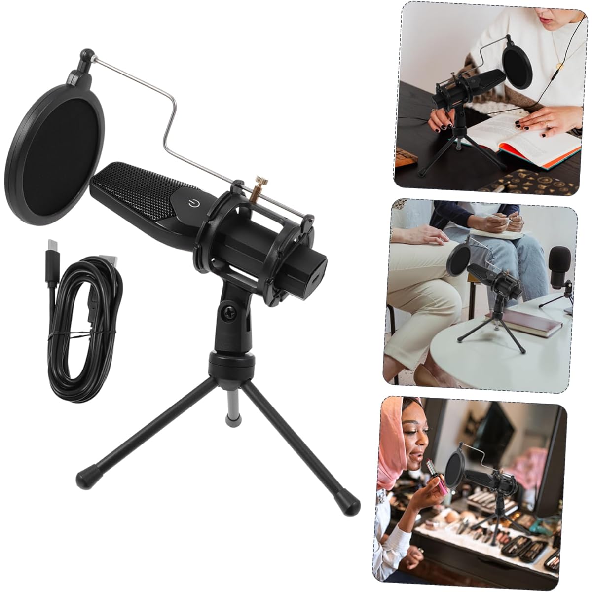 VICASKY 3 Sets Condenser Microphone Metal Strainer Microphone for PC Laptop Microphone Podcast Microphone Kit Condenser Microphone for Gaming Computer Game