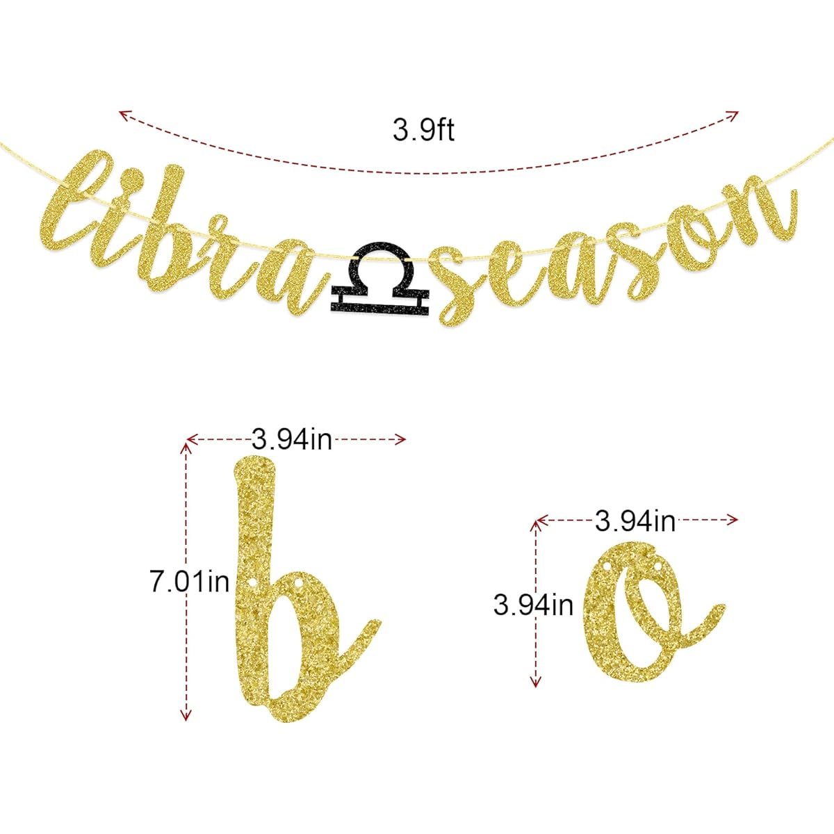 Libra Season Banner, Zodiac Birthday Banner, September October Birthday Banner, 18th 21st 25th 30th Birthday Party Decorations, Gold Glitter