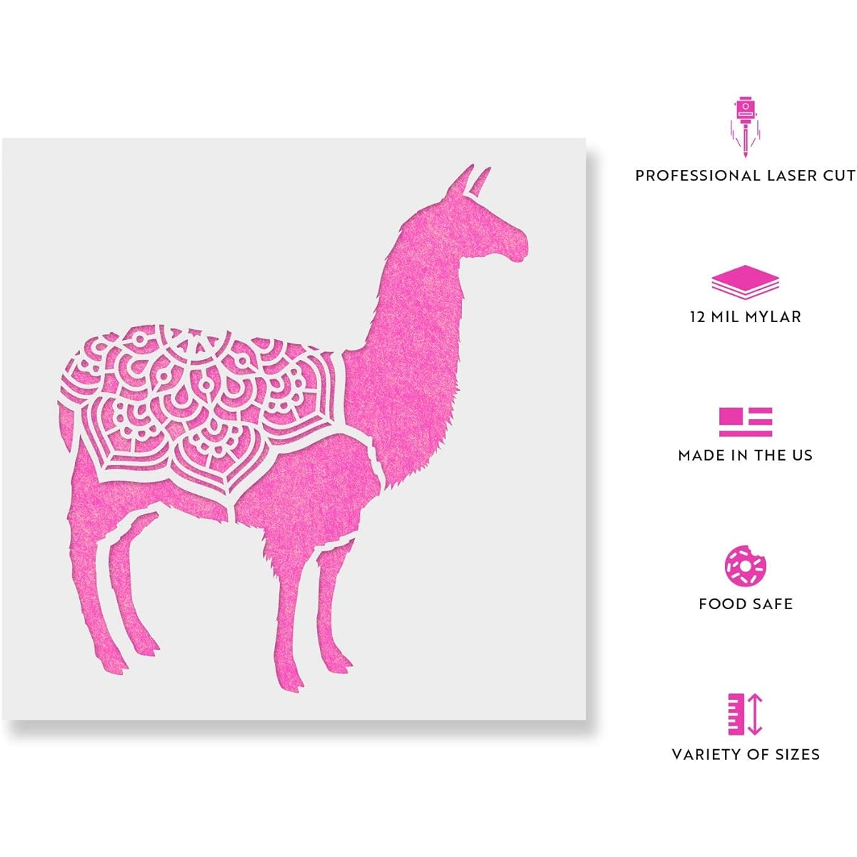 Llama Stencil Templates for Walls and Crafts - Reusable Stencils for Painting Small & Large Sizes