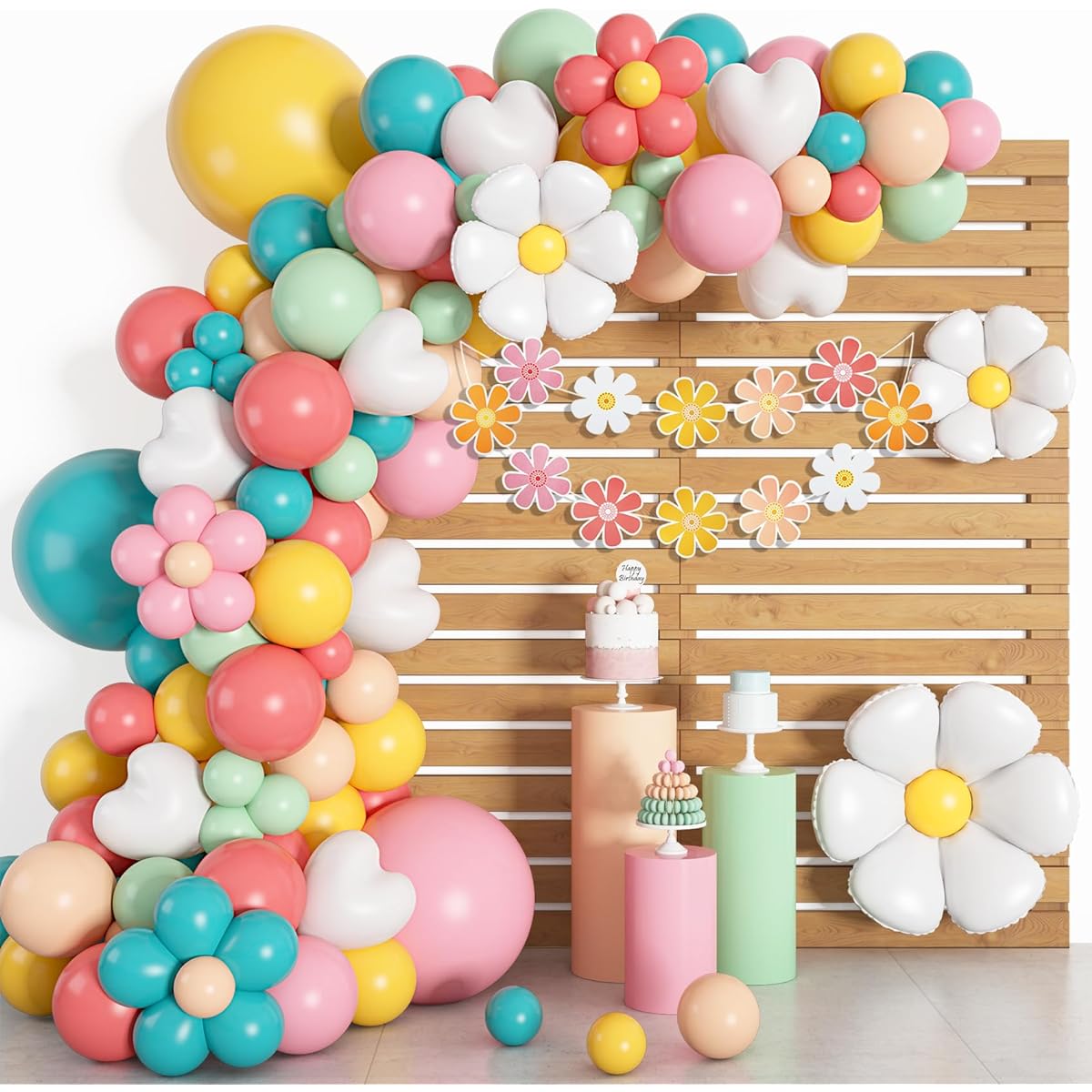 Daisy Balloon Garland Arch Kit Pastel Groovy Flower Party Decorations Pink Yellow Orange Blue Green Daisy Boho Banner Baby Shower Retro Hippie 1pc 2pc Groovy Birthday Party Decor