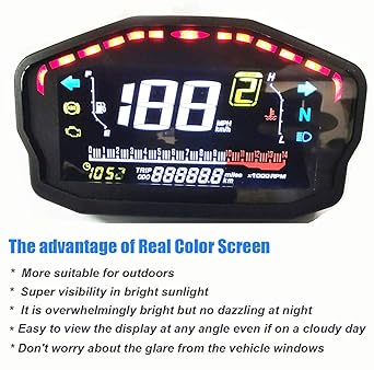 SAMDO Universal Motorcycle Speedometer Odometer Tachometer 14000 RPM 199 Kph Mph Motorcycle Refit Water Temperature Gauge VA Real Color