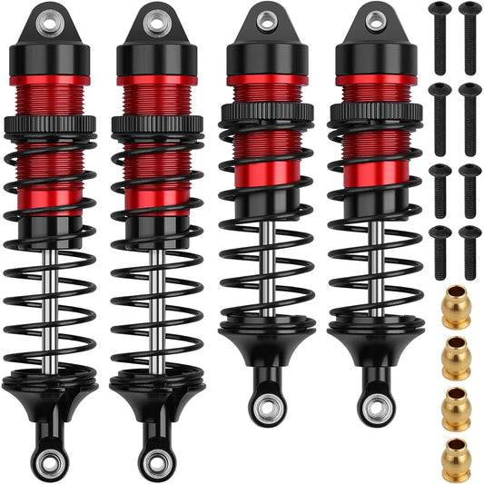 4pcs 1/10 RC Shocks Front & Rear Shock Absorber Building Set Replacement Parts for 1:10 Scale RC Car Traxxas Slash/Rustler/Stampede VXL 4x4 4WD Upgrade Parts #5862 (Black Red)