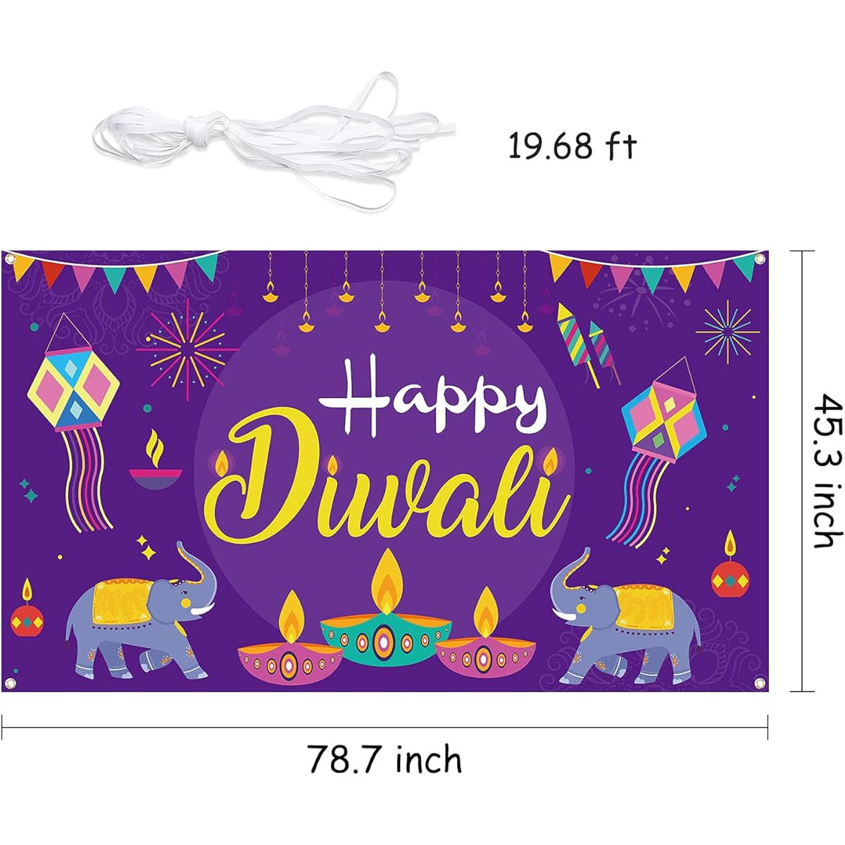 Happy Diwali Backdrop Banner Decoration Hanging Diwali Background Deep Veil Decoration Mother Lakshmi Light Festival Party Hanging Decoration