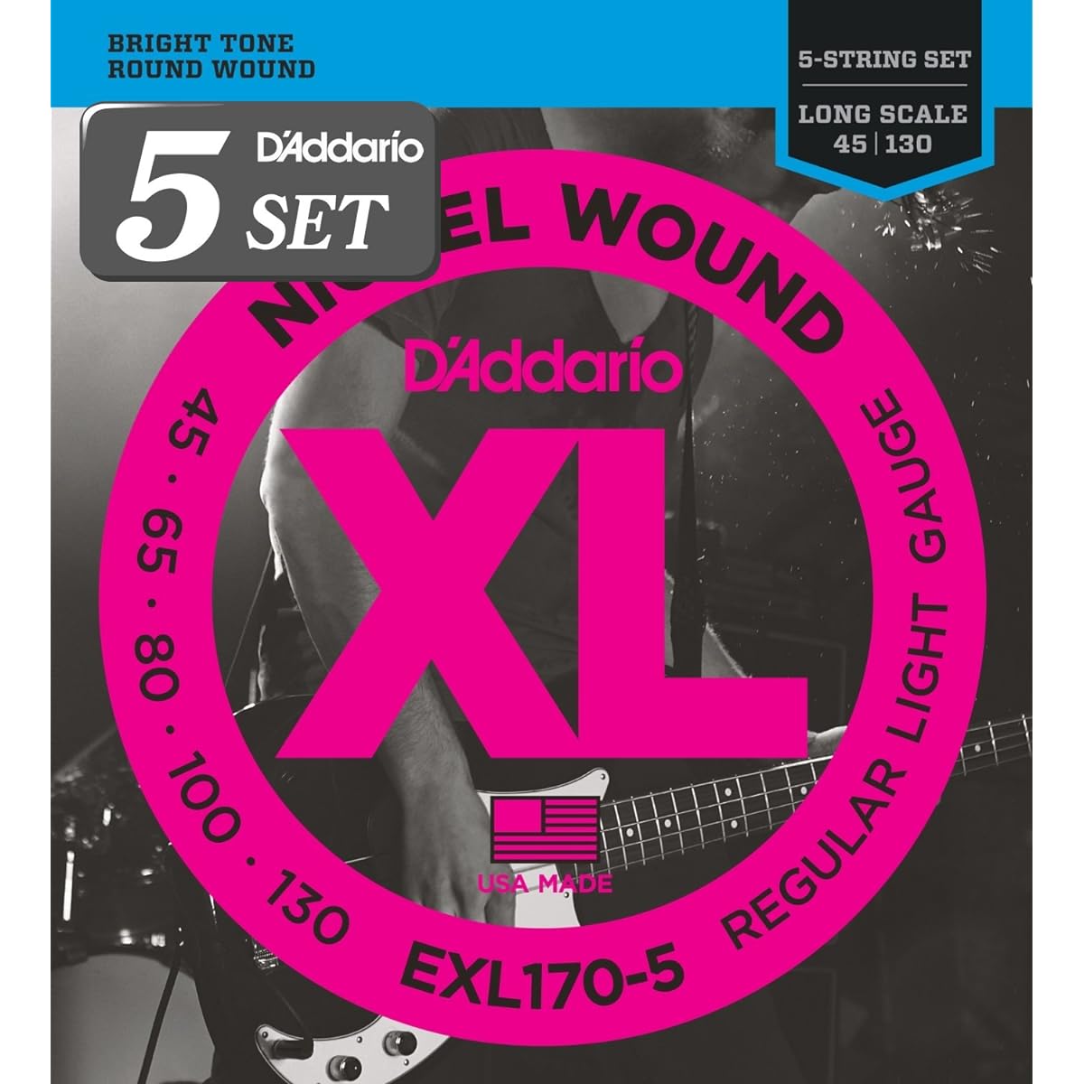 D'Addario Bass String Nickel Long Scale 5 String .045-.130 EXL170-5 x 5 Set [Domestic Genuine Product]