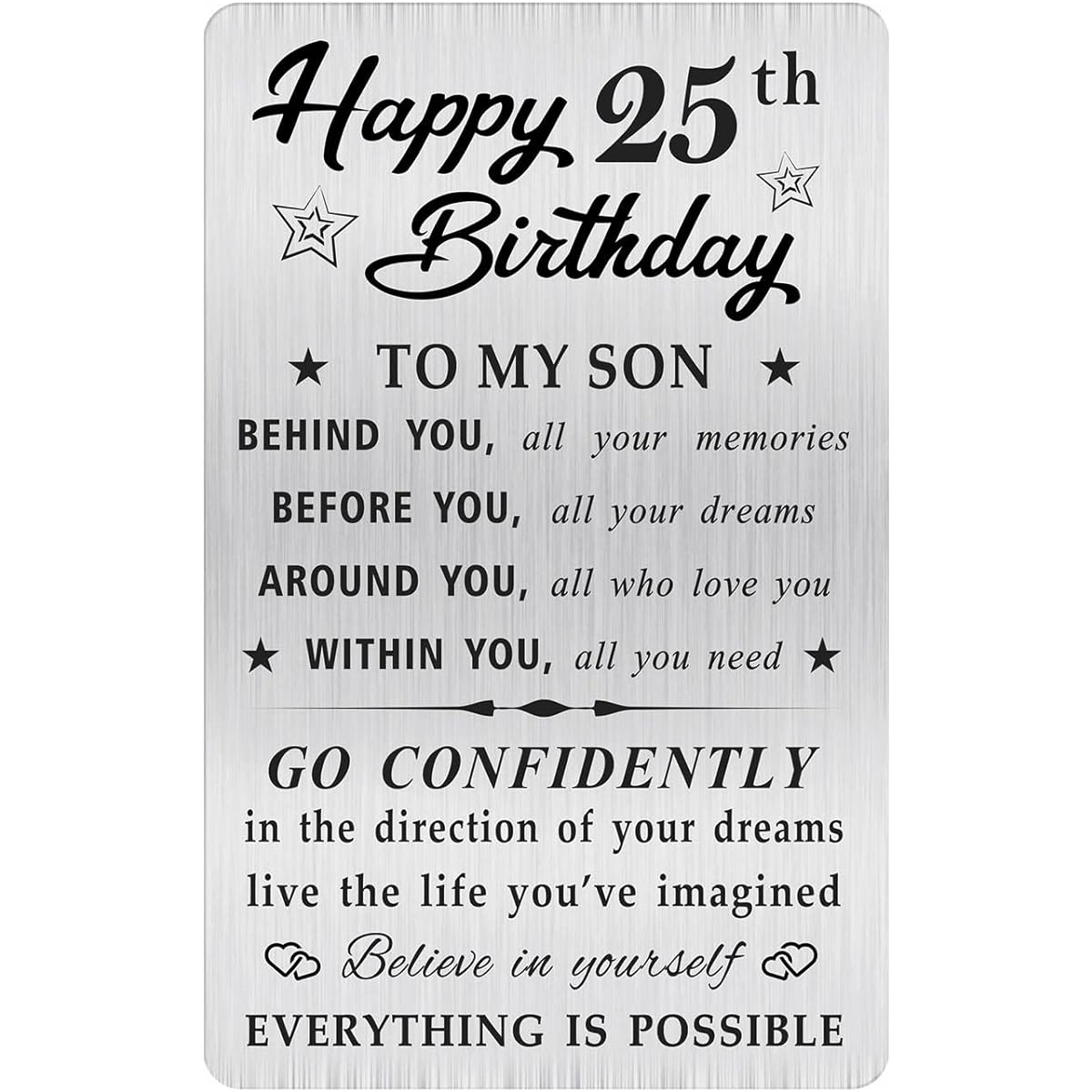 MOQIYXL 25th Birthday Card for Son, 25th Gift for Son, Engraved Wallet Card