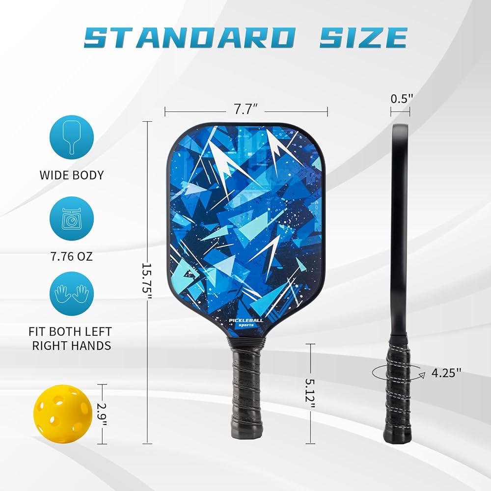 Toplive Pickleball Racket Set, 2 Pickleball Paddles, 4 Pickleball Balls, Beginner Pickleball Balls with 1 Pickle Ball Storage Bag, Durable Competition Racket for Outdoor and Indoor Use