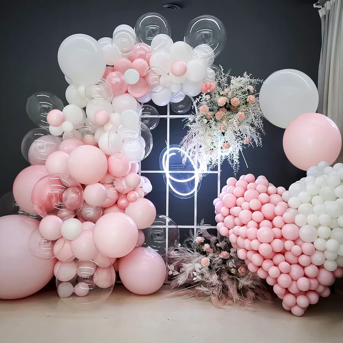 Pastel Pink Balloon Garland Arch Kit 106pcs 5" 10" 12" 10" 12" Light Baby Pink Latex Party Balloons Set with Balloon Strips for Easter Wedding Birthday Girls Baby Shower Engagement Party Decorations