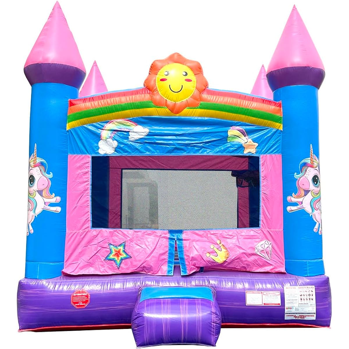 Inflatable Bounce House 13' x 12' Bounce Area Crossover Pink Castle Includes Blower, Stakes, Repair Kit and Storage Bag