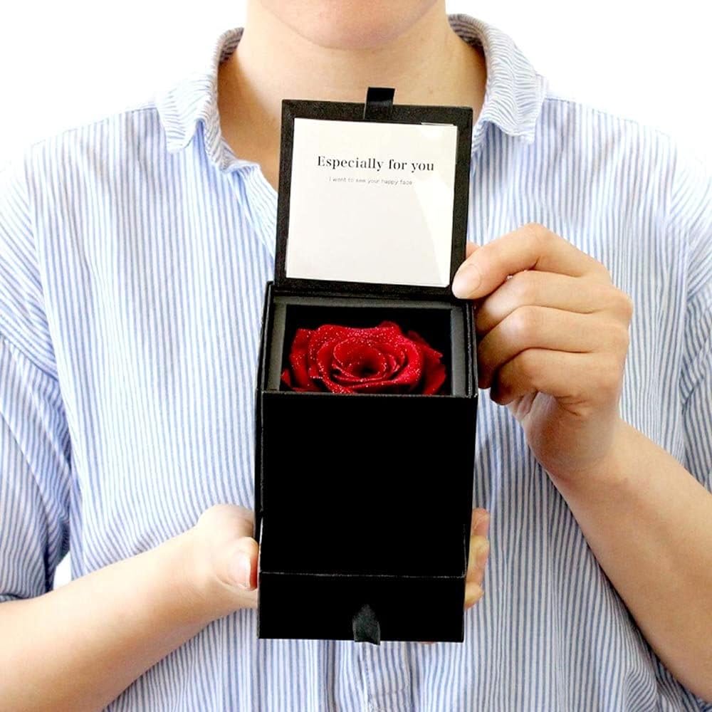[Sears] Sears Jewelry Case Preserved Flower Rose Diamond Rose Antique Red 1218-31