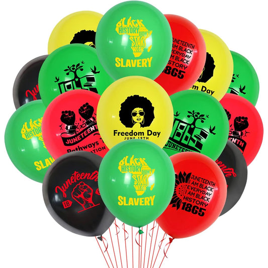 36pcs Black History Month Latex Balloons Juneteenth Party Supplies Happy Juneteenth Balloons Party Decorations African American Freedom Day Independence Day Patriotic Party Supplies