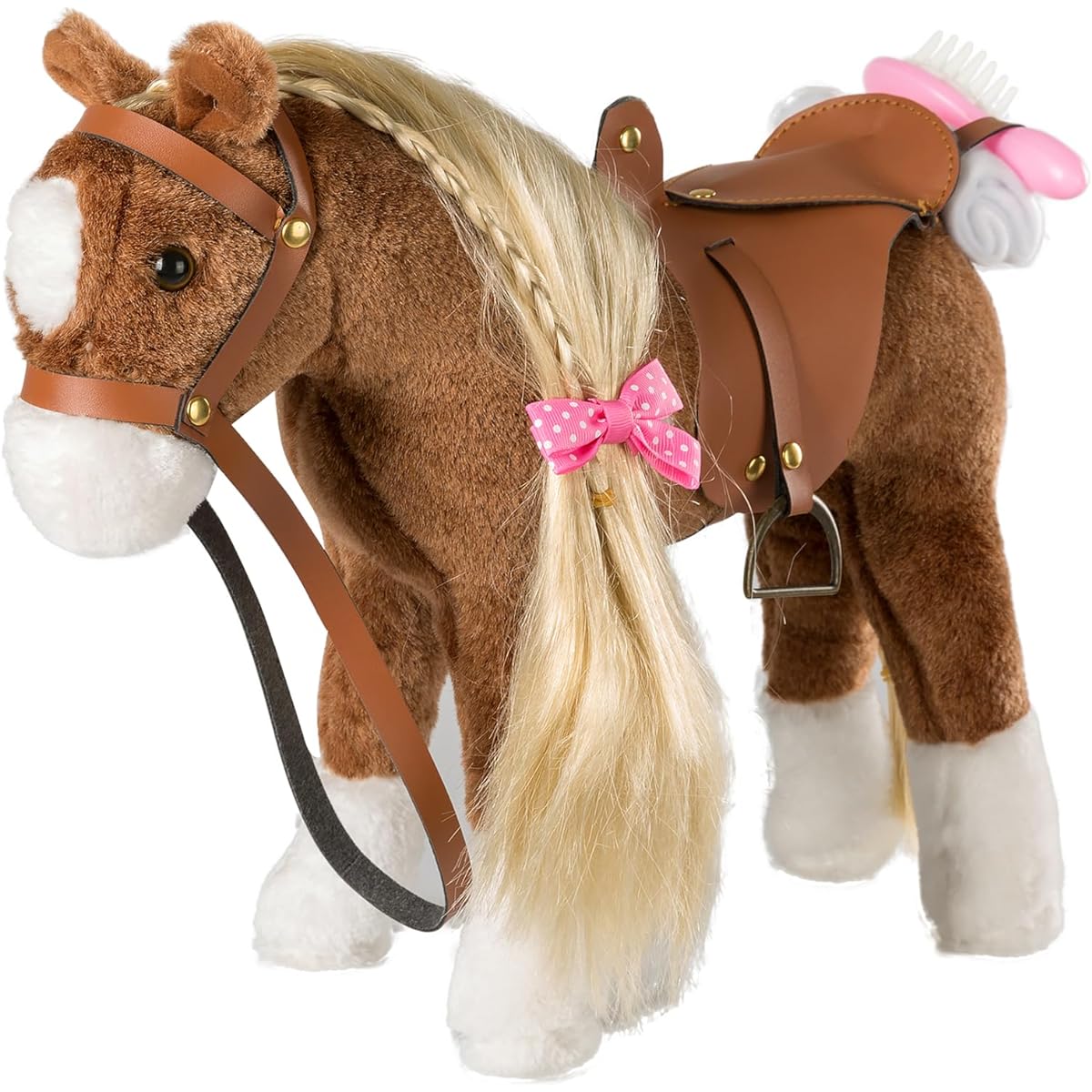 HollyHOME Stuffed Horse, Cute Plush Pony Pretend Play Horse Toy for Girls and Horse Lovers, 11 Inch, Brown
