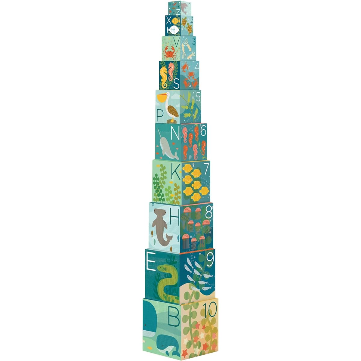 Petit Collage Nesting Blocks Ocean A-B-C [PC4693] Ages 2 and up