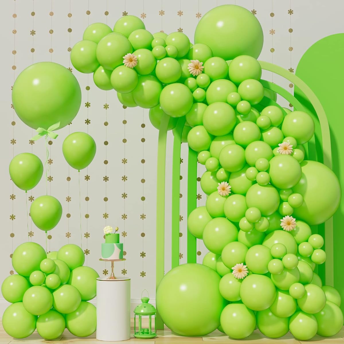 140pcs Lime Green Balloons Light Green Balloons Garland Arch Kit 5/10/12/18 Inch Matte Latex Green Balloons Baby Shower Birthday Balloons Jungle Dinosaur Theme Party Decorations