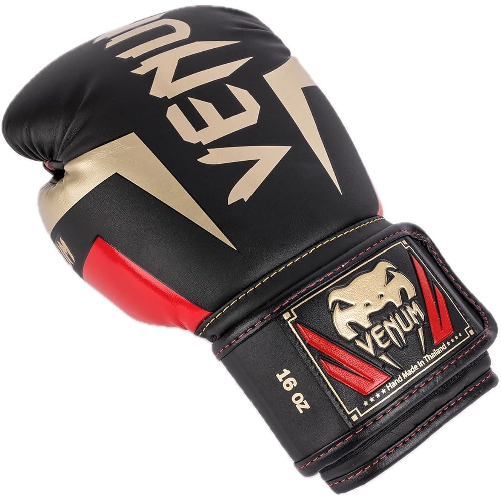 VENUM Boxing Gloves ELITE BOXING GLOVES (Black x Gold x Red) VENUM-1392-603 //Sparring Gloves Boxing Kickboxing Fitness