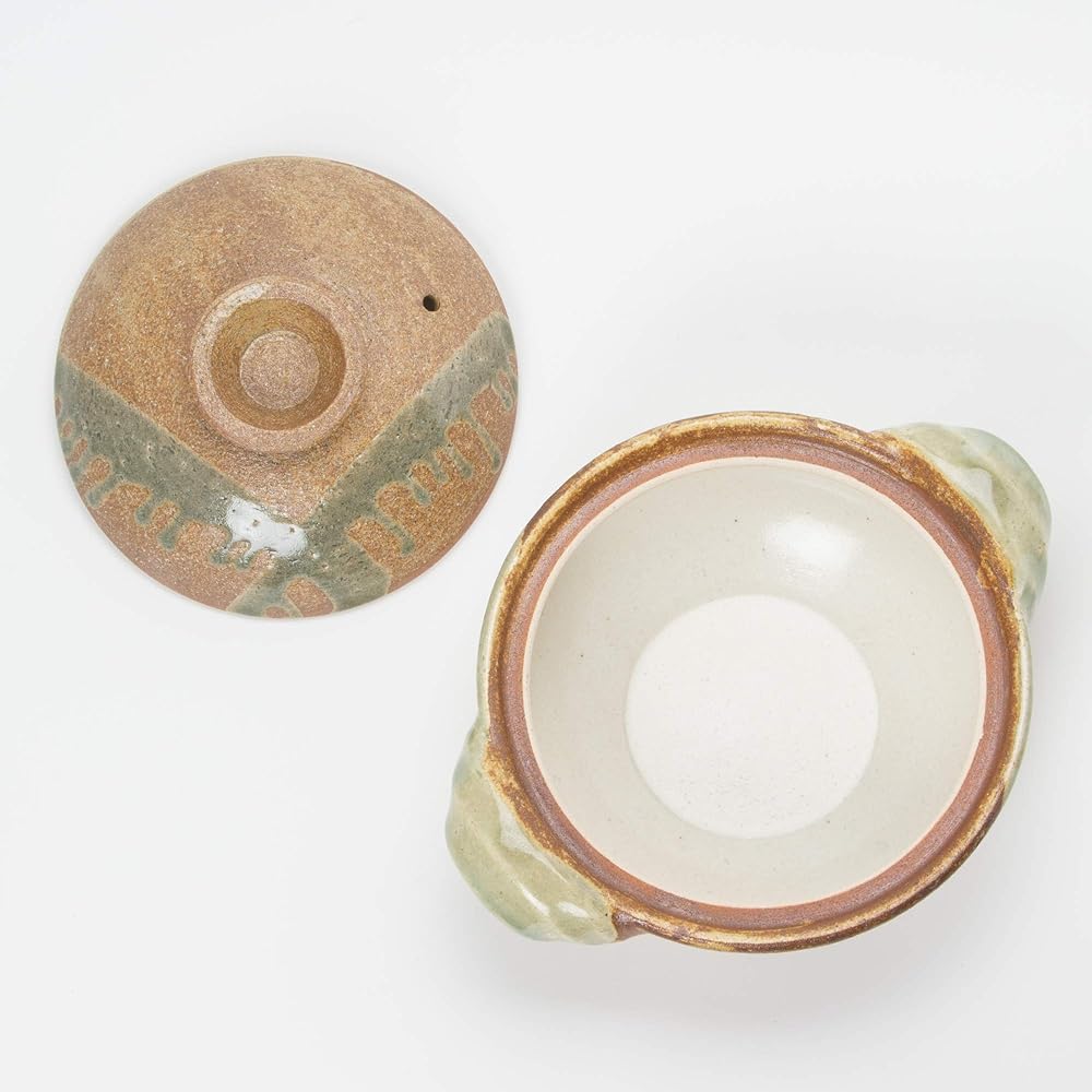Hasenen Earthenware pot, small 20.5 cm, 750 ml, for one person, for two, for open fire only, Iga glaze, brown, Iga ware, made in Japan, NI-21