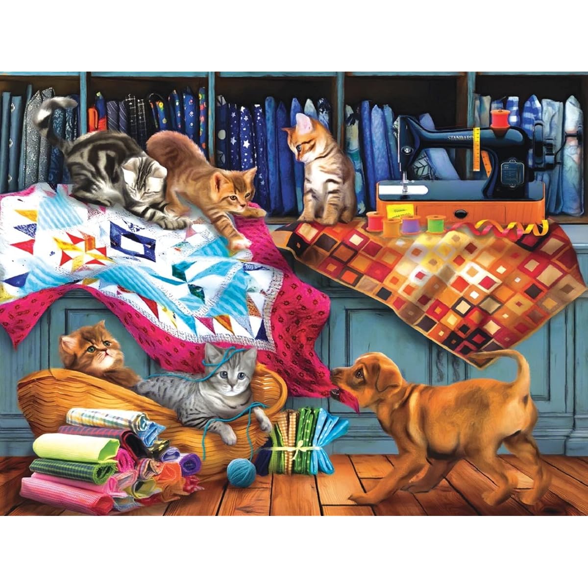 SunsOut Puzzle Quilting Room Prank Chief Artist Tom Wood 300 Piece Jigsaw Puzzle