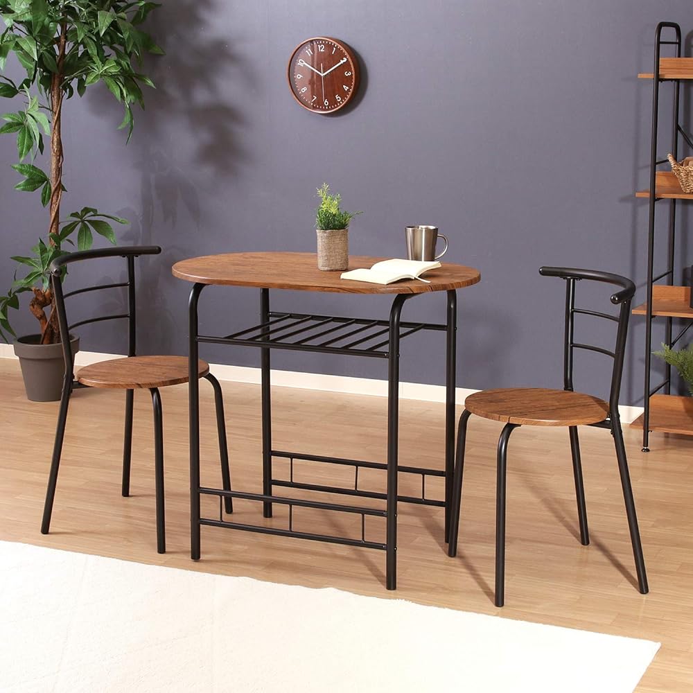 Fuji Boeki Dining Table & Chair Set for 2 People Width 120cm Depth 40cm Brown 19361