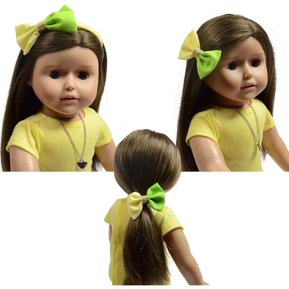 Set of 3 Hair Accessories for Dolls: Headband Pony, Elastic Band, Hair Clip - Doll Hair Accessories