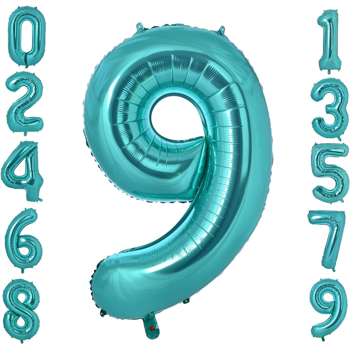 Vonokee Giant Number Balloons, 40 Inch Teal Blue 9 Jumbo Digital Foil Mylar Balloons for Birthday Party Wedding Anniversary Celebration Decorations
