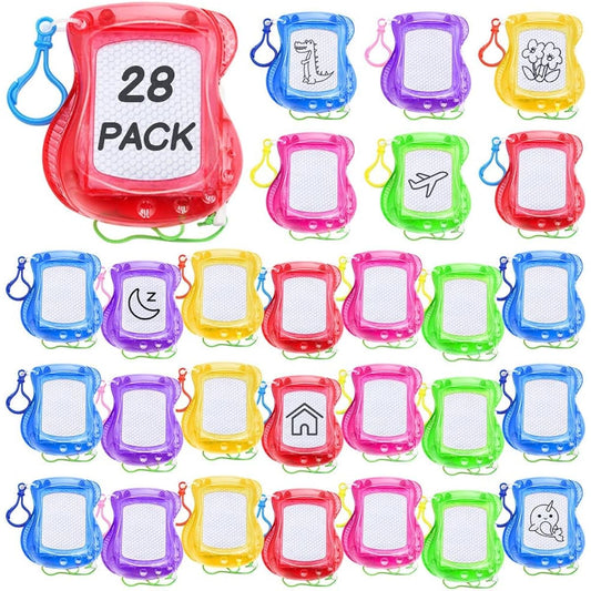 28 Mini Magnetic Writing Boards for Kids Party Favors Ages 3-5, 4-8, Classroom Prizes, Doodle Boards, Bulk Toys, Goodie Bag Stuffers, Etching, Sketching, Kids Keychains, Birthday Party Favors
