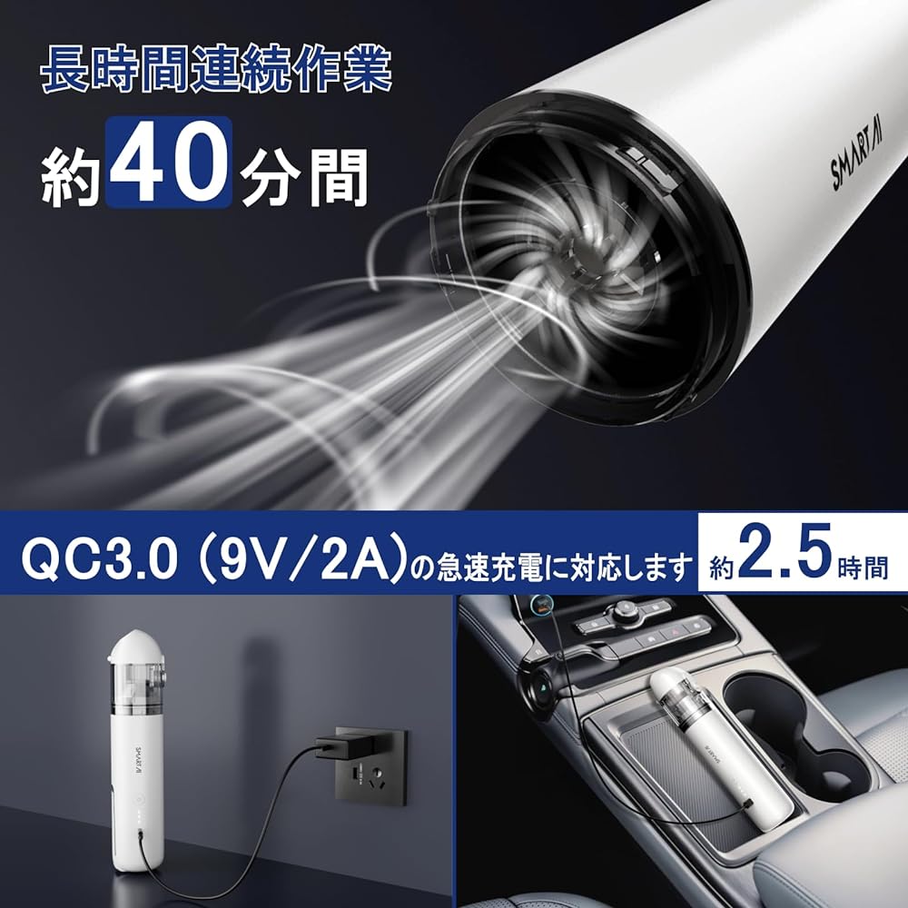 SmartAI Handy Cleaner Car Vacuum Cleaner 16000Pa Strong Suction 40 Minutes Continuous Operation 4in1 Electric Car Mini Portable Cordless Vacuum Cleaner Equipped with Foldable Blower USB Charging 0.5kg Ultra Light Quiet Small Size Commercial Use/Keyboard