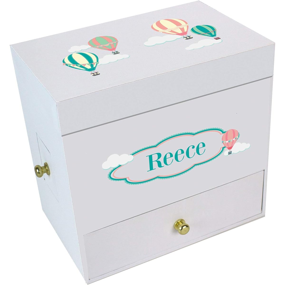 Personalized Hot Air Balloon Deluxe Musical Ballerina Jewelry Box "Swan Lake" for Little Girls