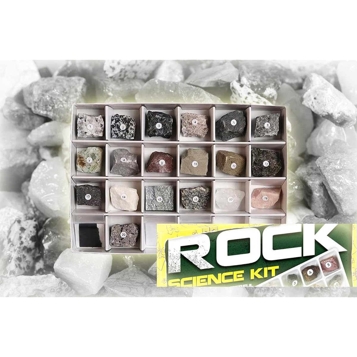 SCIENCE Renewal Set of 22 Rock and Rock Mineral Specimens Boxed (Paper) Box Size: 185 x 120 x H30mm / ROCK SPECIMENS 22