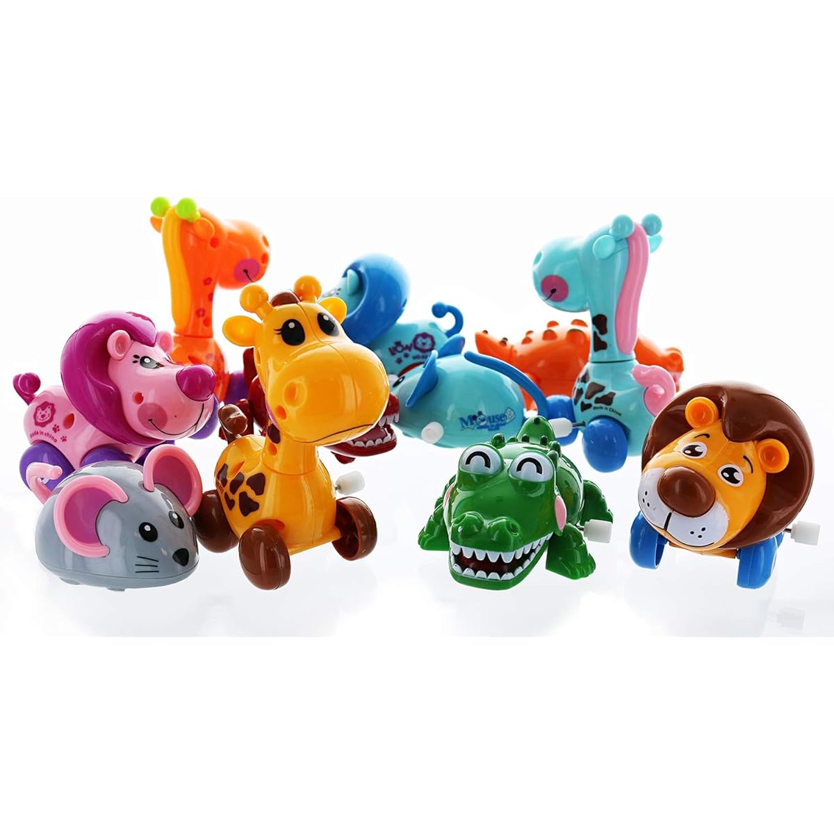 GIFTEXPRESS Set of 12 Zoo Animal Wind Up Toys 3-4 Inch Assortment Kids Party Favors, Great for Kids Ages 3-10