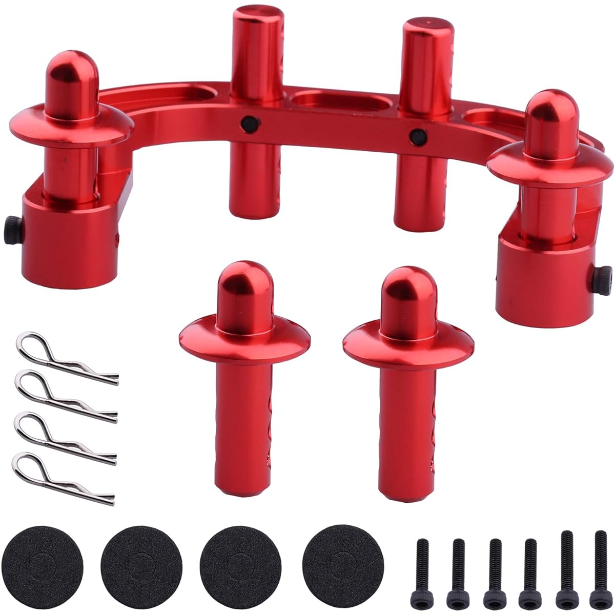 Hobbypark Aluminum Rear Body Post Mount & Front Body Post for ARRMA 1/8 Typhon Mega 4x4 RC Buggy (Red)