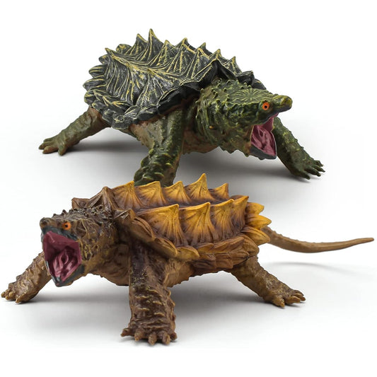 Snapping Turtle Model 2 Pieces Turtle Figure Wildlife Realistic Tortoise Shell Figure Toy Table Decoration