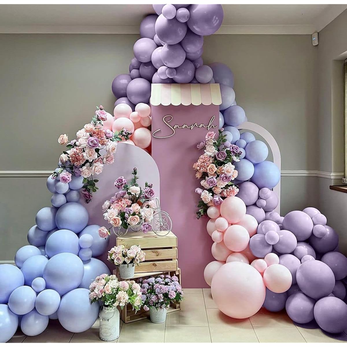 Pink Blue Balloon Garland Kit - Double Plush Pastel Purple Lavender Balloon Arch for Baby Shower Wedding Anniversary Celebration Birthday Party Decorations