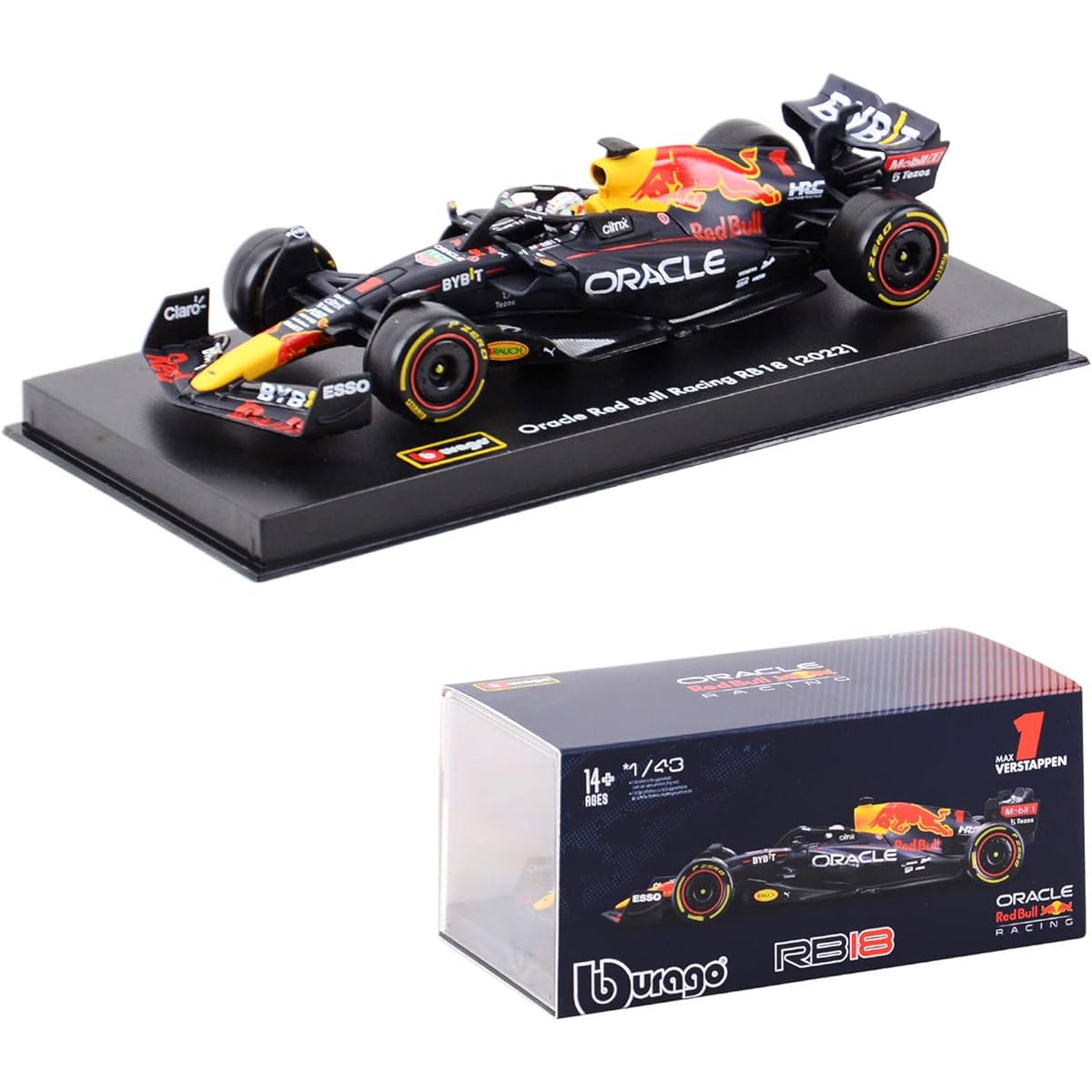 IYASFPFP Bburago 1:43 2022 F1 Red Bull Racing RB18 1# Verstappen 11# Perez Special Paint Formula One Alloy Super Toy Car Model (RB18 #1 with Acrylic Box)