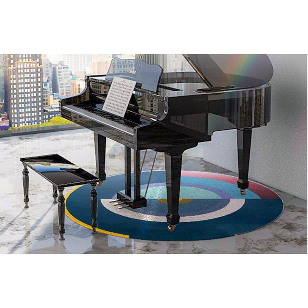 Piano mat, diameter 1.8m, soundproof carpet, sound insulation pad, round carpet, floor mat, desk carpet, electronic drum kit, floor protection, anti-slip, soundproof, scratch prevention, soundproofing, shock absorption, washable, for school, four seasons