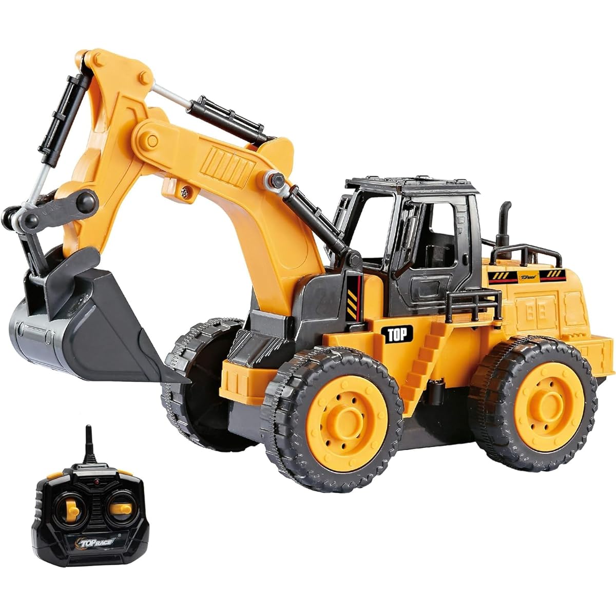 Top Race 5 Channel Fully Functional RC Excavator Remote Control Construction Vehicles Kid Sized for Small Hands - RC Construction Vehicles (Excavator)