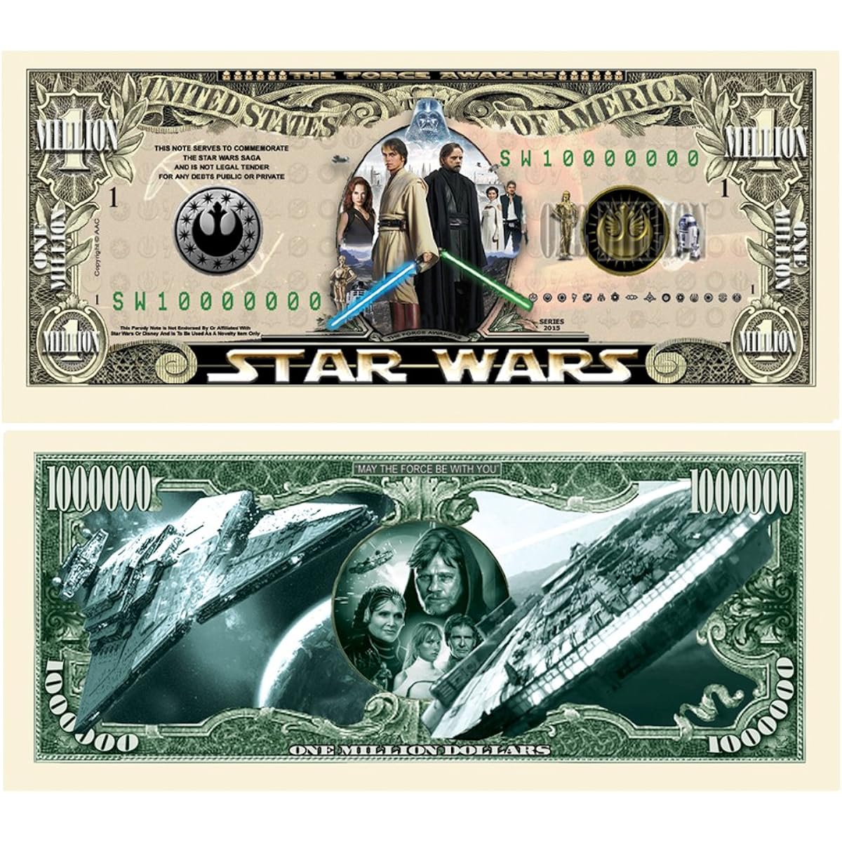 Set of 50 Limited Edition Star Wars Collector's Million Dollar Bills