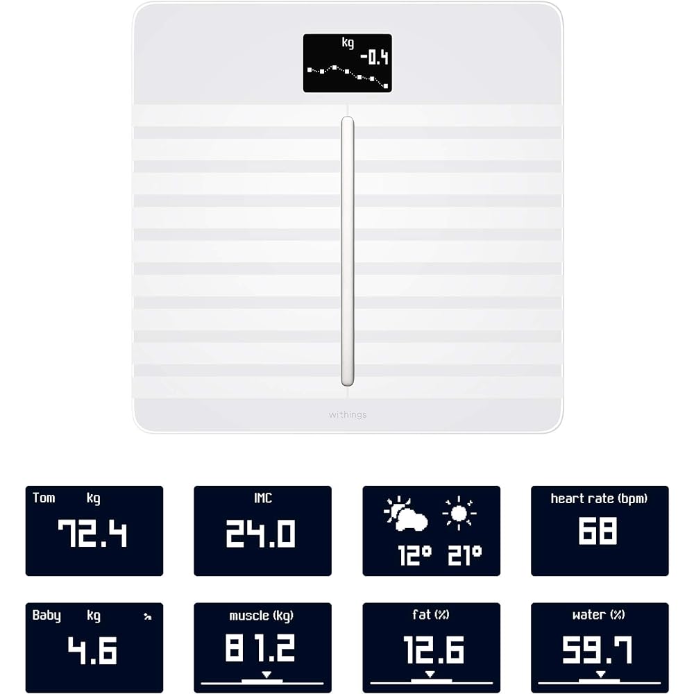Withings Body Cardio Smart weight scale made in France, white Wi-Fi/Bluetooth compatible, heart health check (heart rate/vascular age) & body composition meter [Authorized Japanese distributor product] WBS04-WHITE-ALL-ASIA