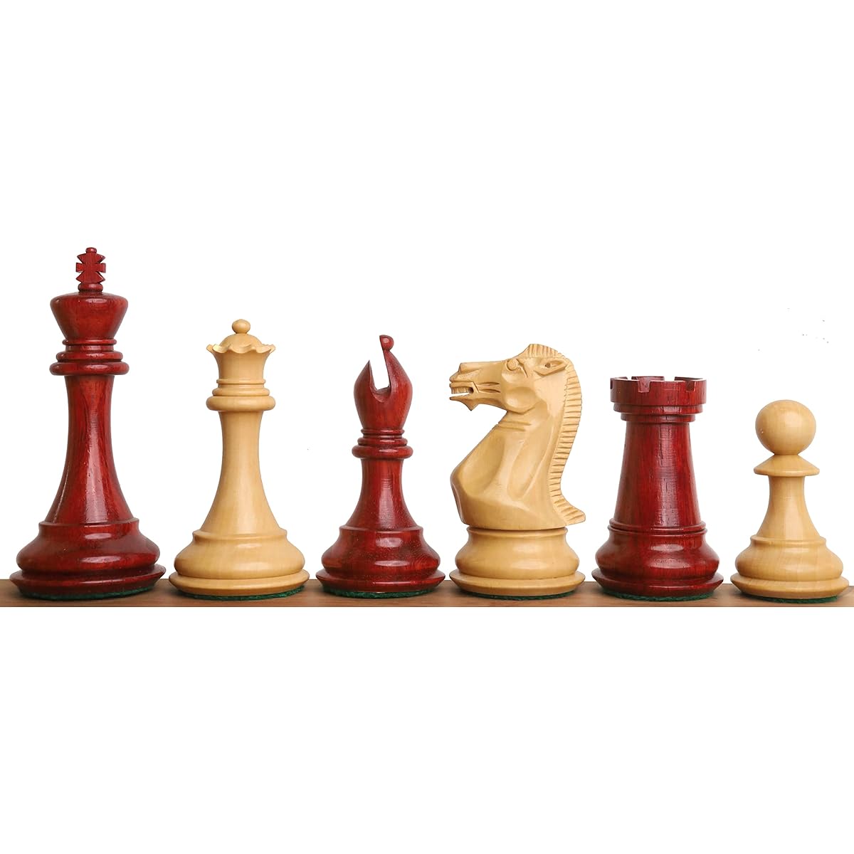 RoyalChessMall 4" Sleek Staunton Premium Chess Pieces Only Set - Triple Weight Buds Rosewood