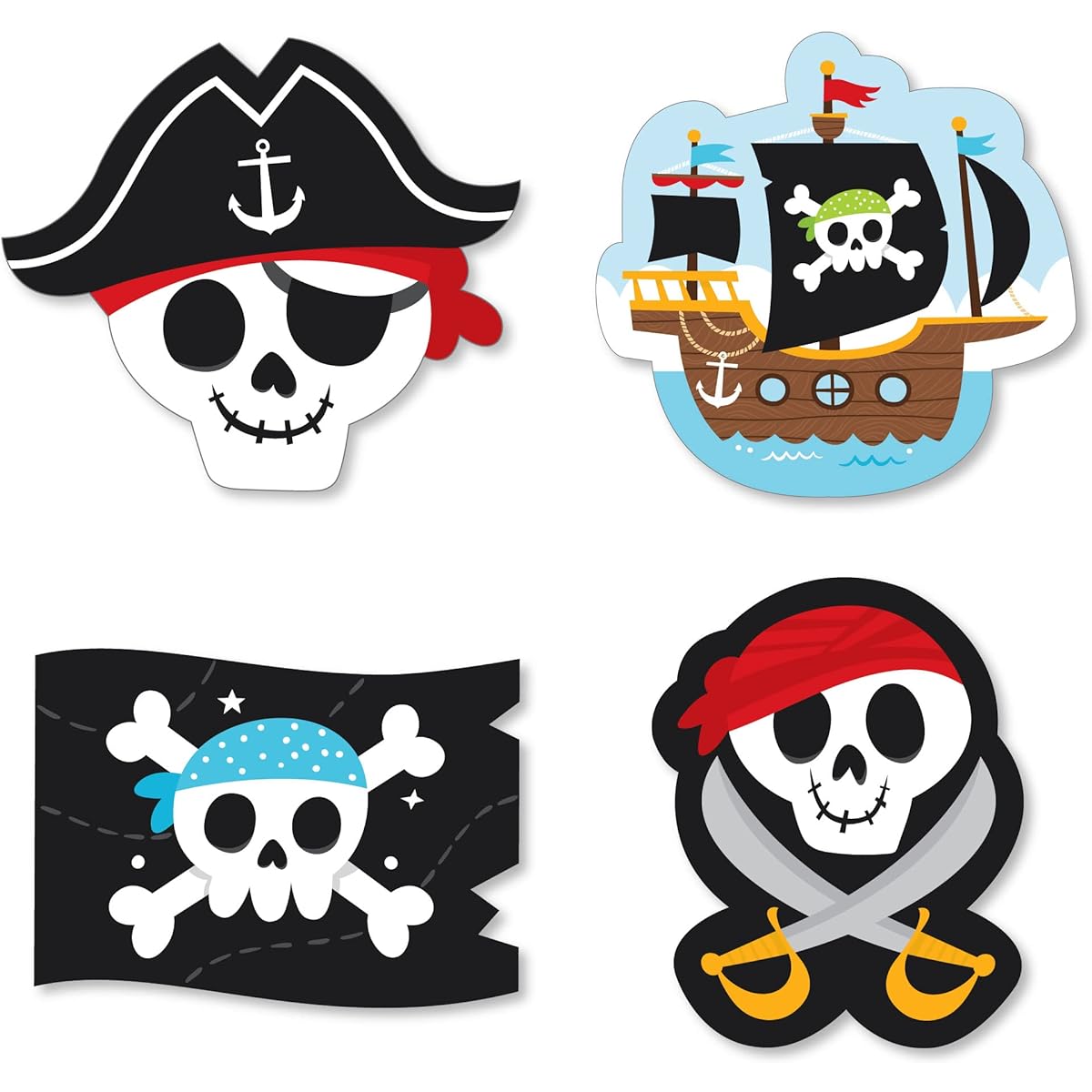 Big Dot of Happiness Pirate Ship Adventure - DIY Skull Birthday Party Cutouts - 24 Pieces